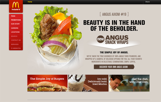 Screenshot, McDonalds.com.