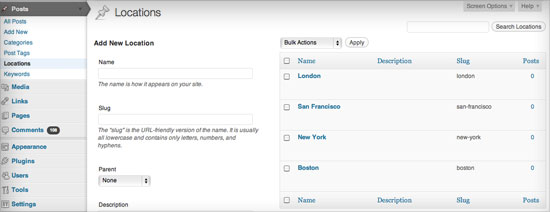 WordPress custom taxonomy: Posts by location