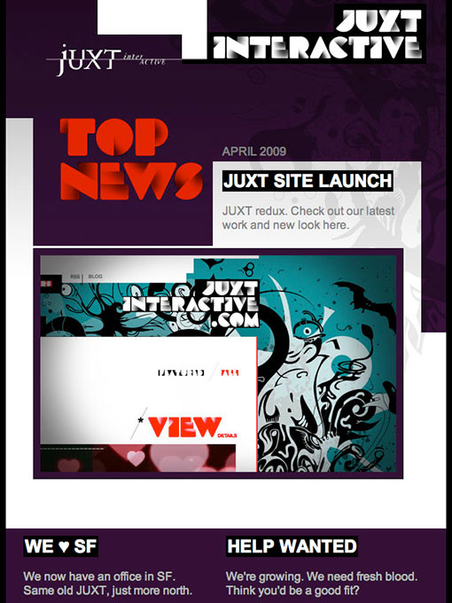 Screenshot of Juxt site launch newsletter