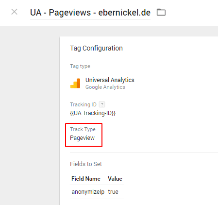 Enhancing the Pageview tag, step 2