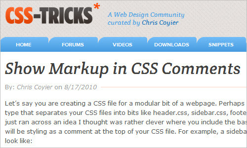 Show Markup in CSS Comments