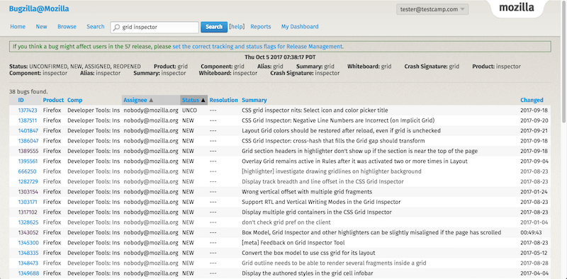 Grid Inspector bugs