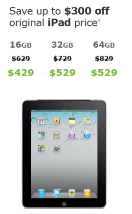 iPad sale from AT&T