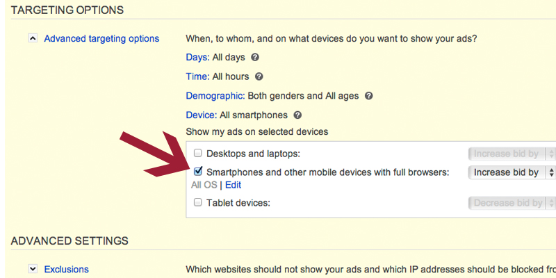 Bing Ads Mobile Campaign