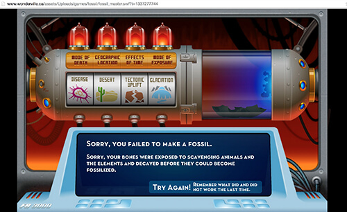 Wonderville learning game Fossil Master is for slightly older kids