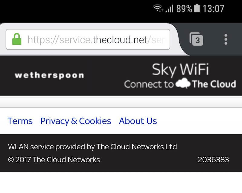Screen grab of a Wi-Fi settings page with no settings