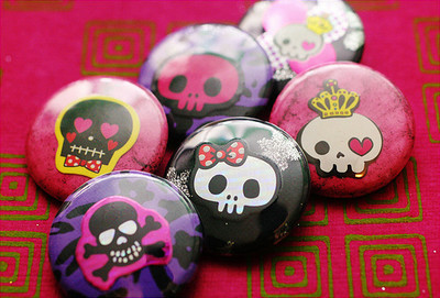 Skull and Crossbones Pins Buttons Badges Pirate Pastel Goth Stocking Stuffers Party Favors Flair Accessories Gifts Geekery Magnets 1 Magnets /