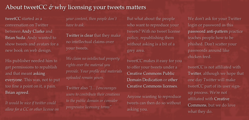 tweetCC's home page
