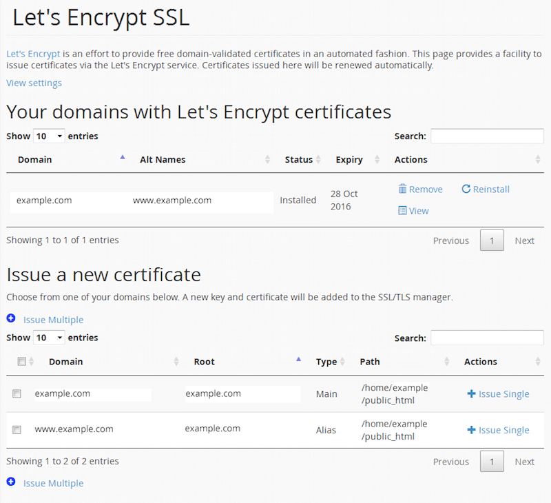 Your domain with Let's Encrypt certificates