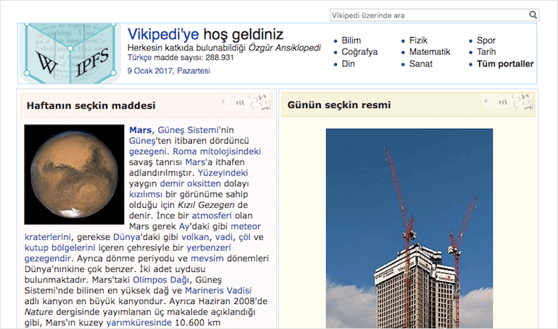 Turkish IPFS Wikipedia