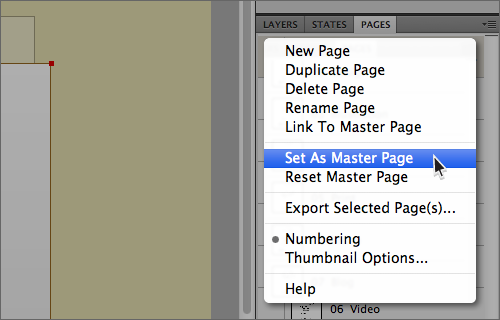 Creating your first Master page (Master page drop down menu)