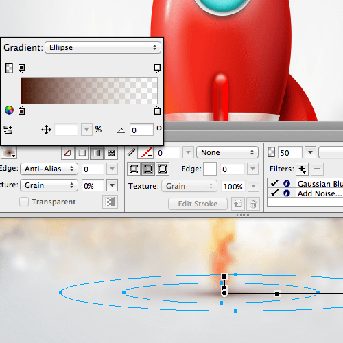 Creating a shadow at the bottom of the rocket.