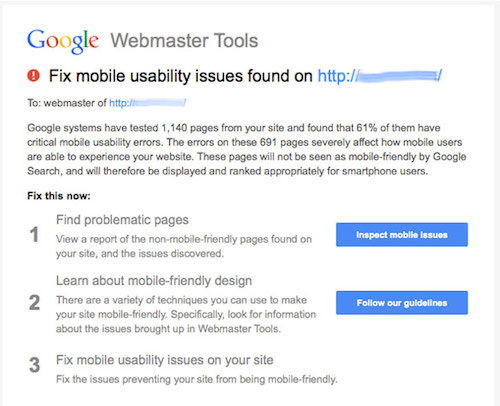 Mobile usability warning sent to owners of sites registered in Webmaster Tools