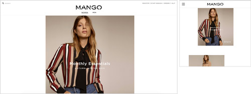Mango’s Responsive Website (Desktop left, Mobile right)