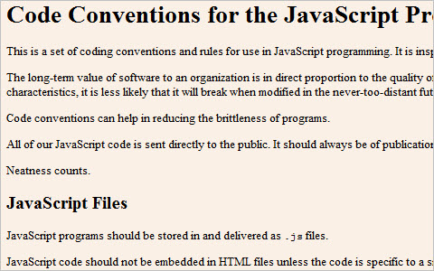 Code Conventions for the JavaScript Programming Language