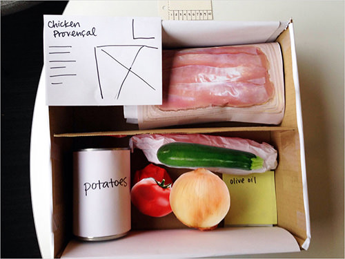Ashley Costanzo developed this 3D low-fidelity prototype for HealthyMade: fresh ingredients and recipes packaged into a healthy preplanned meal.