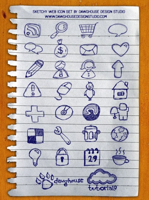 Free High Quality Icon Sets - Sketchy Web Icons: 30 Hand Drawn Icon Pack