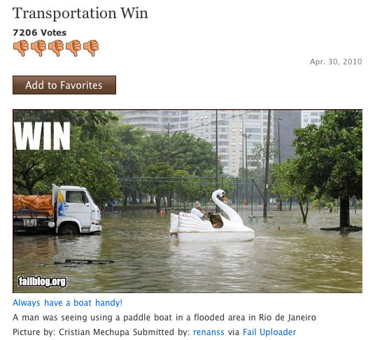 Man paddling a pedalo on a flooded road