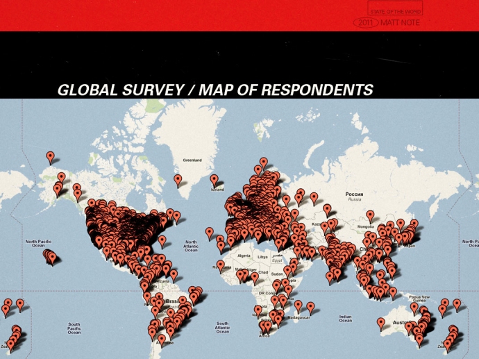 the global map of survey respondents