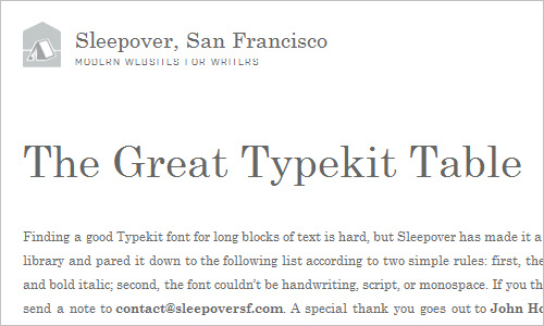 The Great Typekit Table