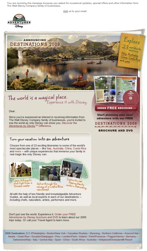 Disney Adventures newsletter