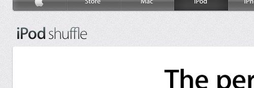 iPod Shuffle ligature on Apple.com