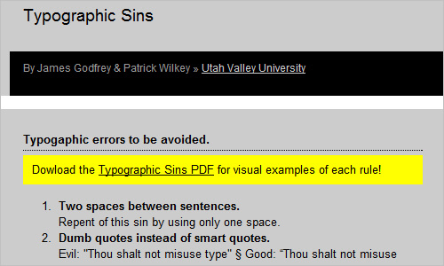 Typographic Sins