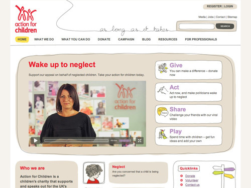 Action for Children website home page