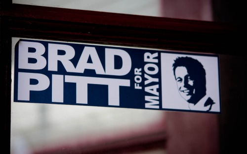 Wayfinding and Typographic Signs - brad-pitt-for-mayor