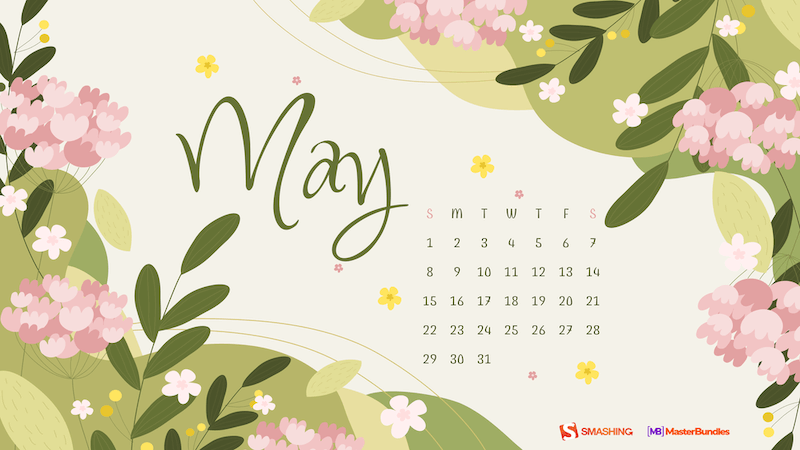 Download A Calendar With Flowers And A Blue Background Wallpaper   Wallpaperscom