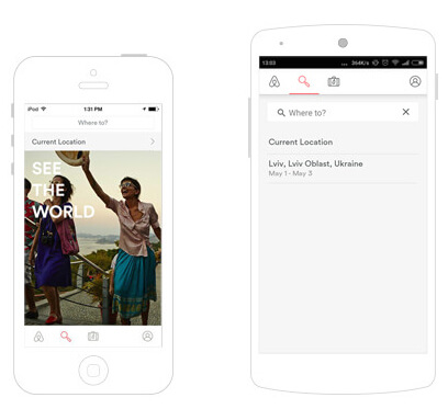 Airbnb search screens