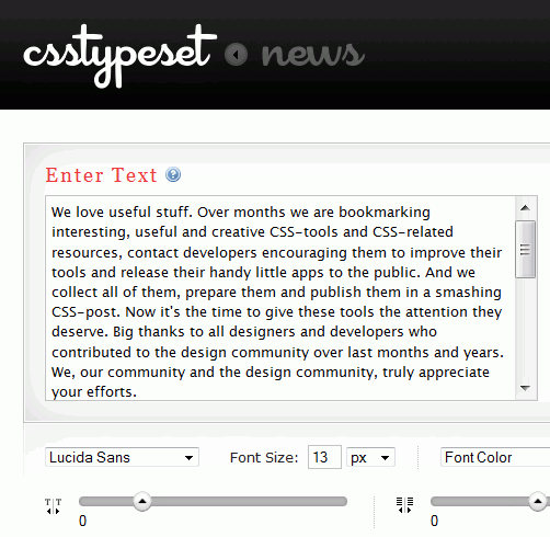 CSS Type Set