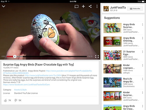 YouTube iPad app