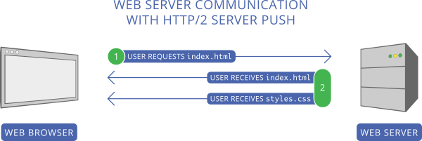 Web Server Communication with HTTP/2 server push.