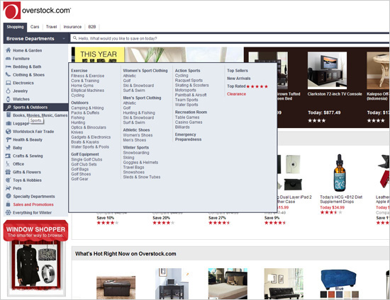 Overstock navigation