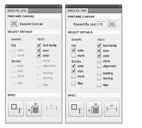 Specctr Pro and Specctr Lite: a quick comparison