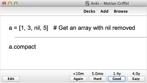 Back side of Anki flashcard on coding