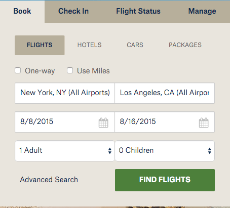 Variant A: Alaska Airlines flight search