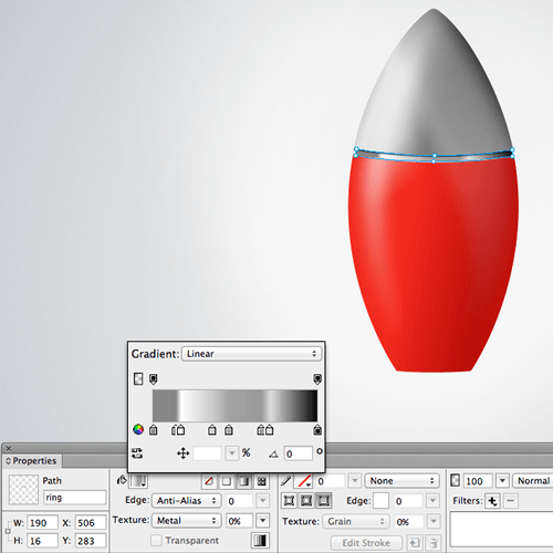 Gradient for the metal of the ring.