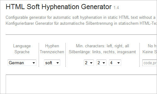 HTML Soft Hyphenation Generator
