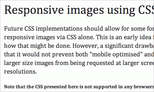 Responsive images using CSS3
