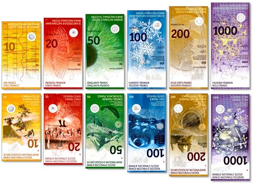 Swiss frank banknote design by Manuela Pfrunder