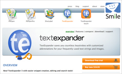 A screenshot of TextExpander website