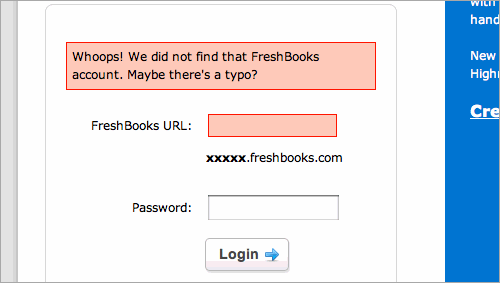 Freshbooks Form Validation