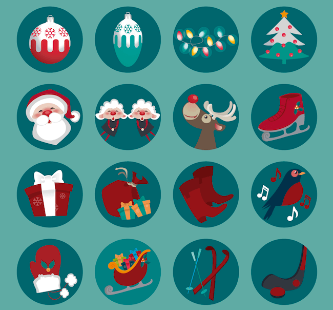 Round Christmas Icons