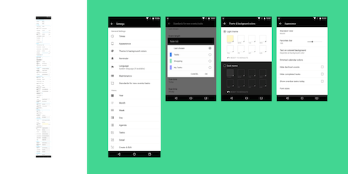 A view of the huge settings panel in the old calendar, versus the newly rethought settings.