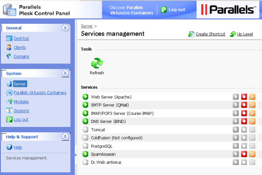 Restarting your Web server in Plesk