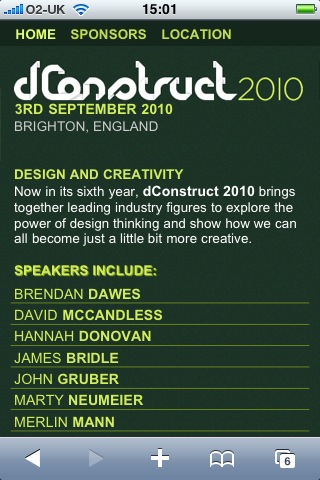 dconstruct website on the iPhone