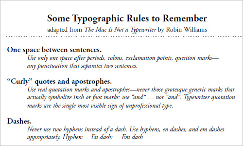 Some Typographic Rules to Remember