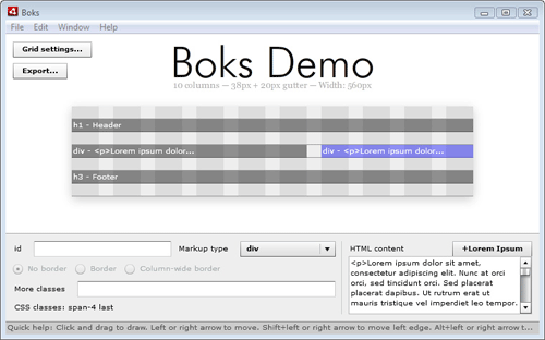Boks - visual grid editor